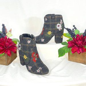 Plaid & Floral Ankle Boots | indigo road